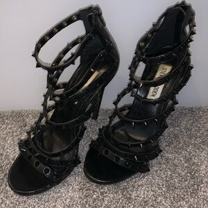 Black on black studded heel